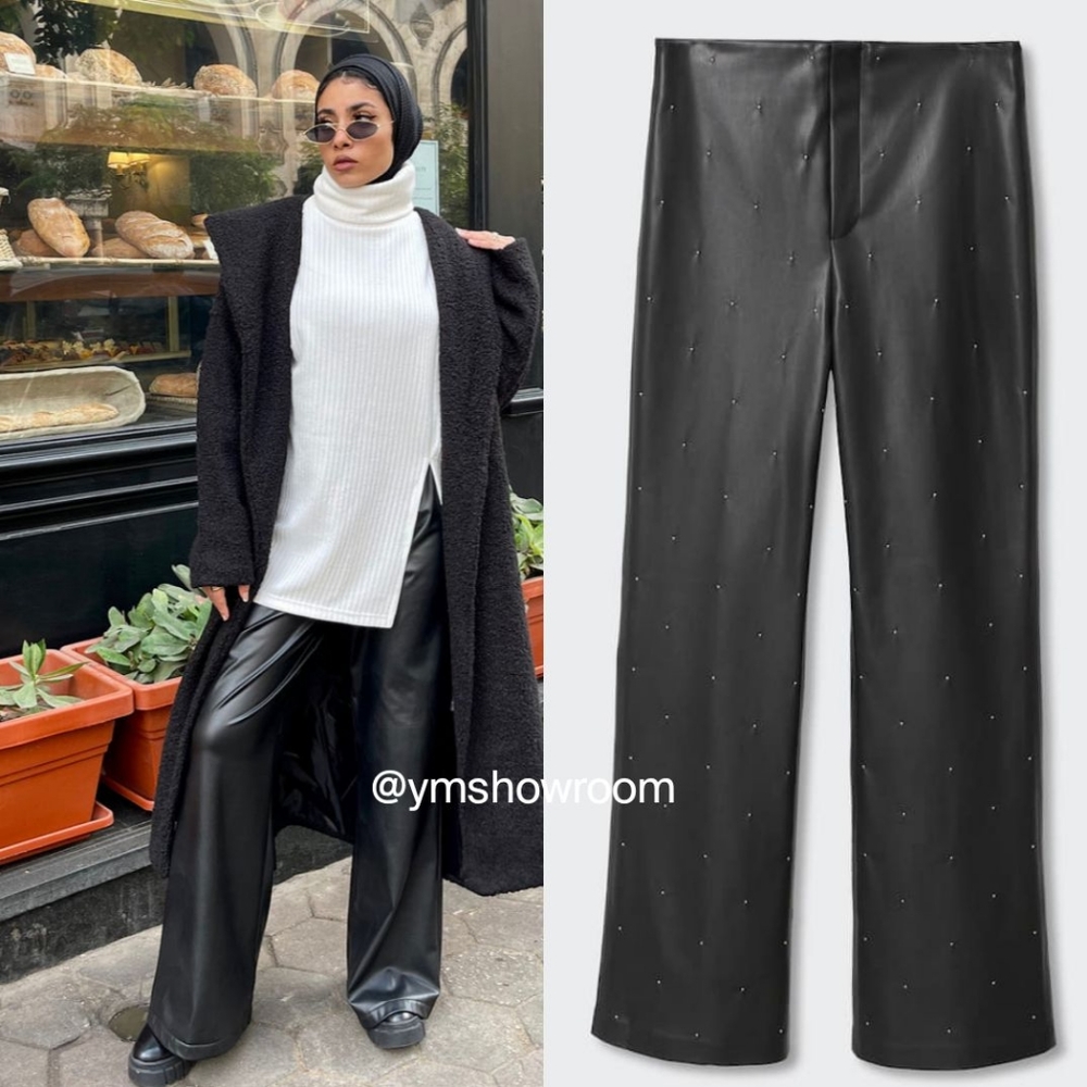 MANGO Studed Faux leather pants